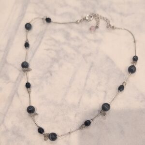 Chic Black and Silver Beaded Necklace